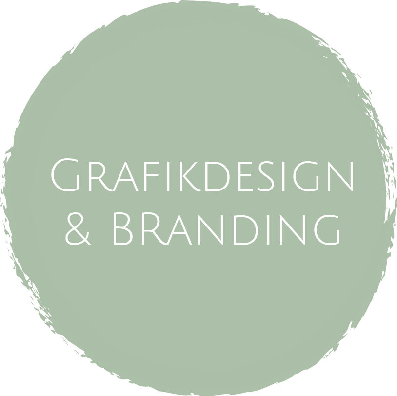 ein grüner Kreis und dem Text "Grafikdesign & Branding" in weißer Schrift